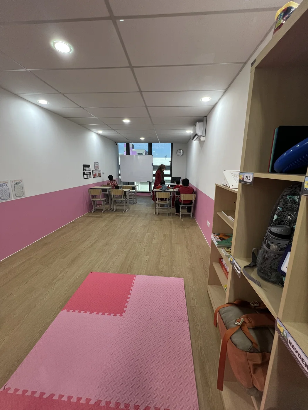 Tables and teaching space arranged for a small group